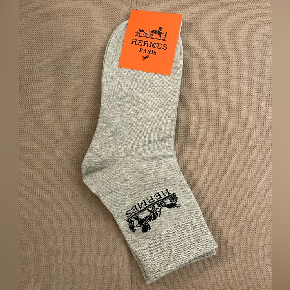 Designer Socks Print Light Grey Socks with Dark Blue Design - Picture 2 of 3